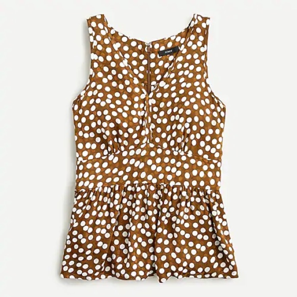 NWT J Crew V-neck Peplum Top in Jacquard Dot sz 4